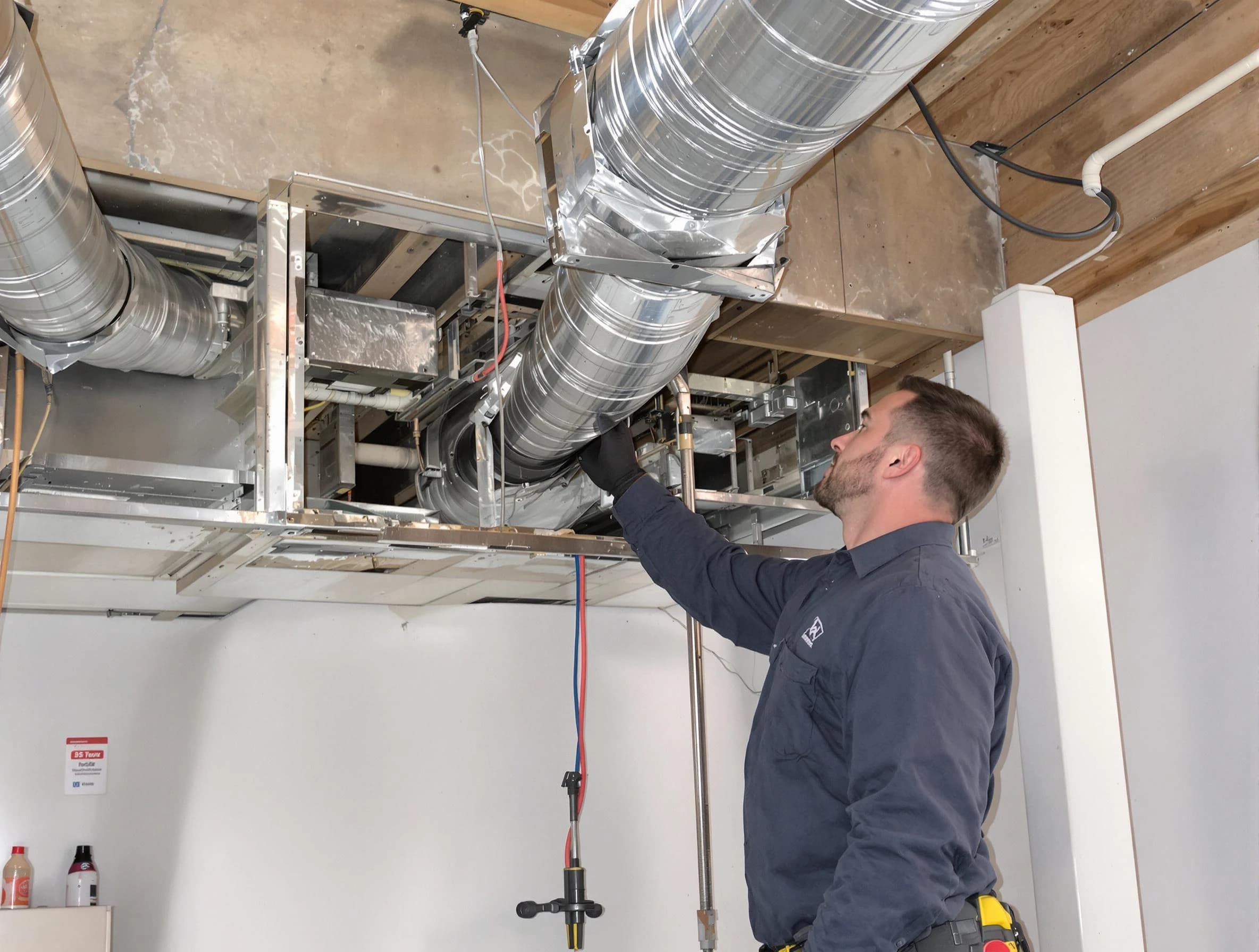 Gardendale Air Duct Cleaning technician performing professional air duct repair using specialized tools in Gardendale