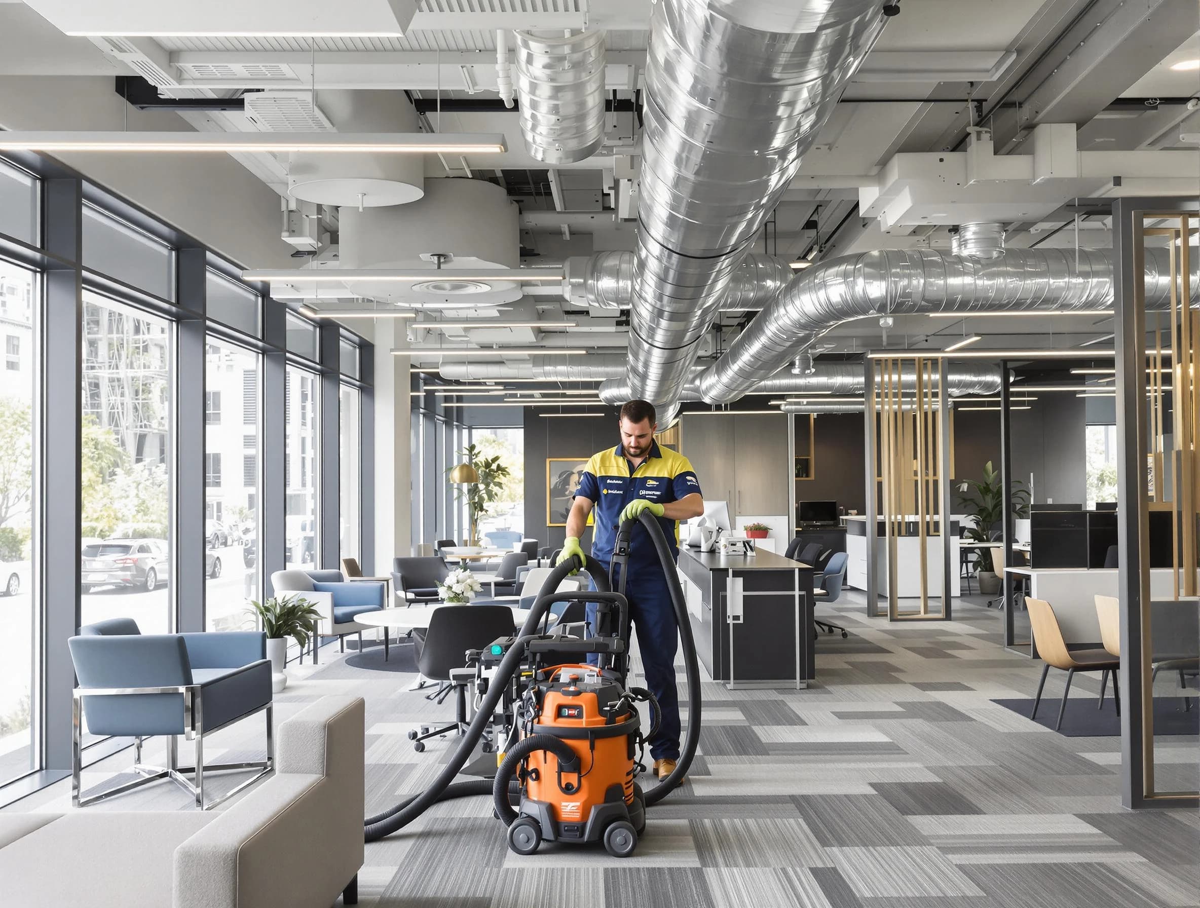 Gardendale Air Duct Cleaning team performing thorough commercial duct cleaning at a Gardendale business center